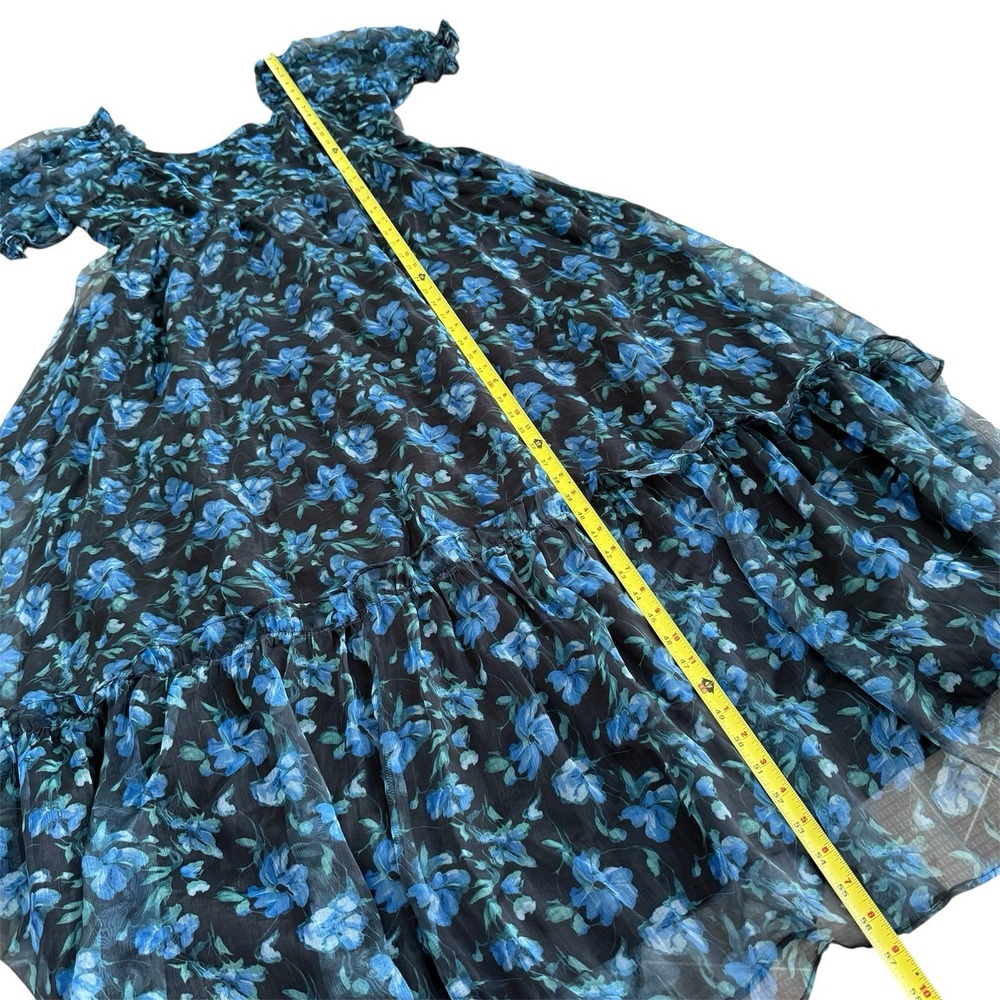 Melloday‎ Nordstrom Floral Chiffon Gown XL Black Blue Multi Floral Wedding - Picture 13 of 13